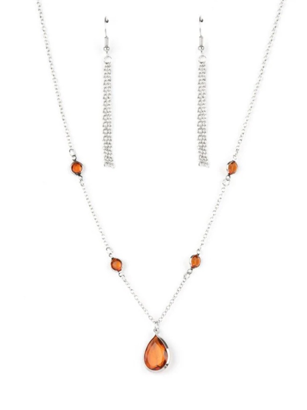 Paparazzi Romantic Rendezvous Brown Teardrop Necklace Set